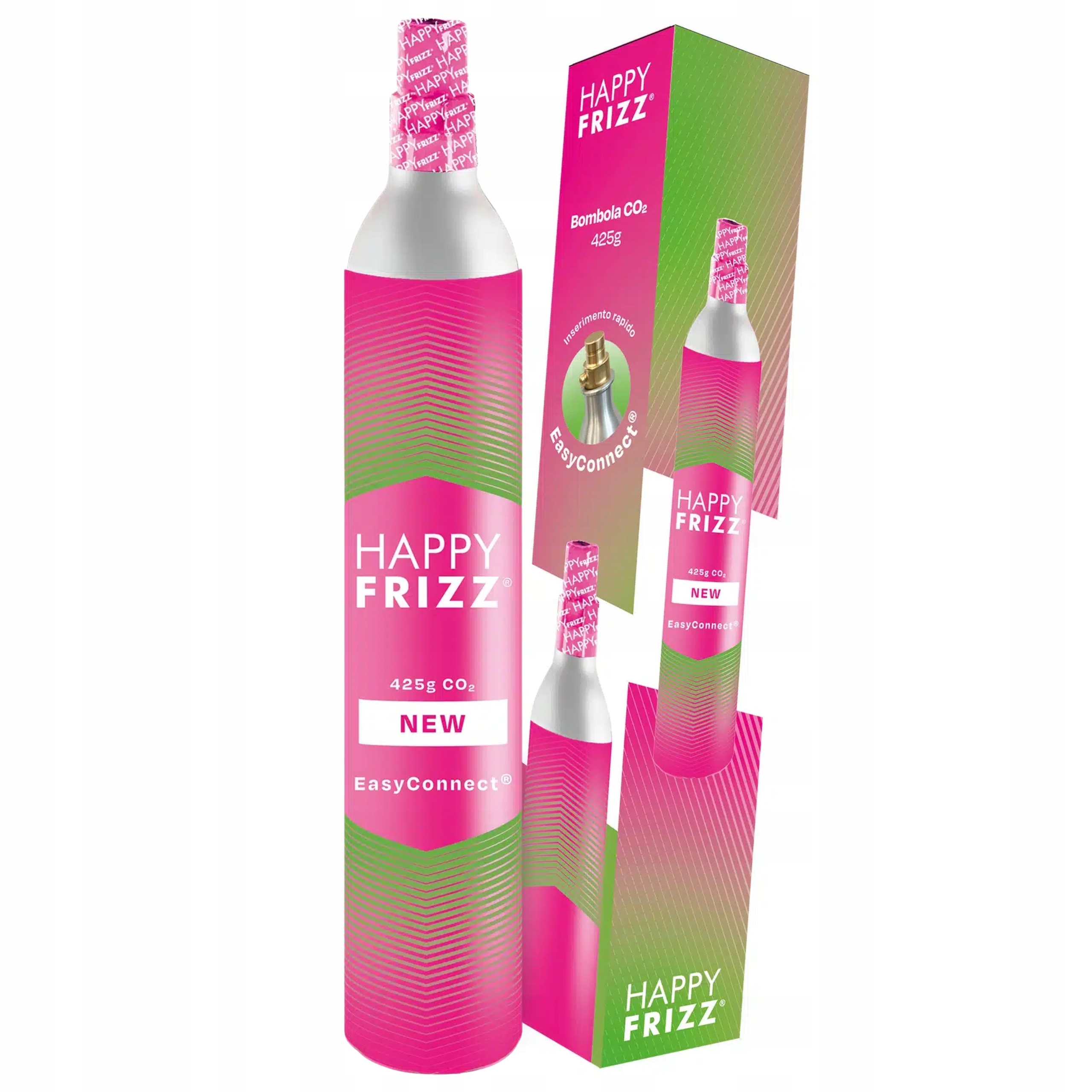 Butla CO2 Nabój do SodaStream Quick Connect Qc Happy Frizz Różowa 425g.