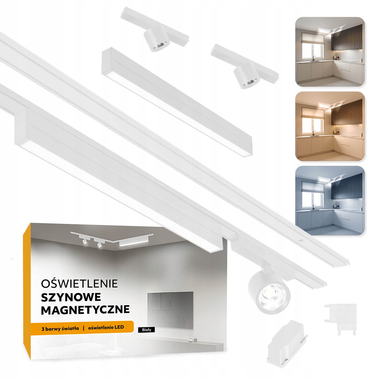 Magnetické koľajnicové osvetlenie 2x Lišta 1m+20W a 2x7W L biele 5 rokov záruka