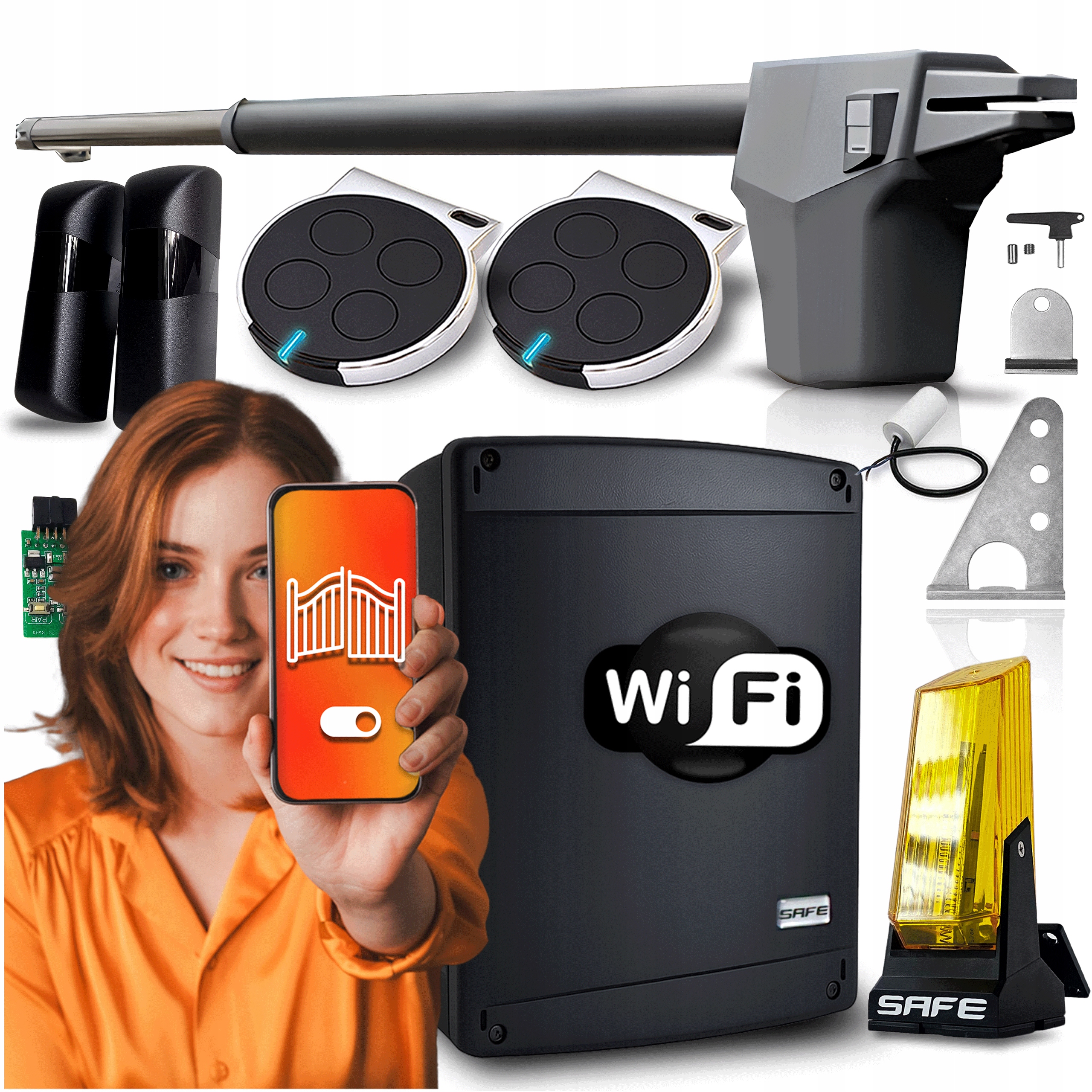 Set Pohon pro Jednokřídlovou bránu 4,3 m Lampa Ovladače Automat Wifi Tuya