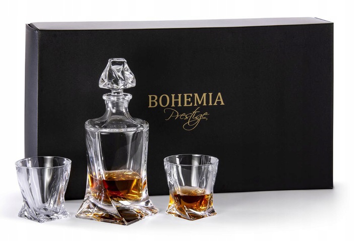Kryštálový set na whisky Bohemia Quadro 6+1 (čierne Balenie)