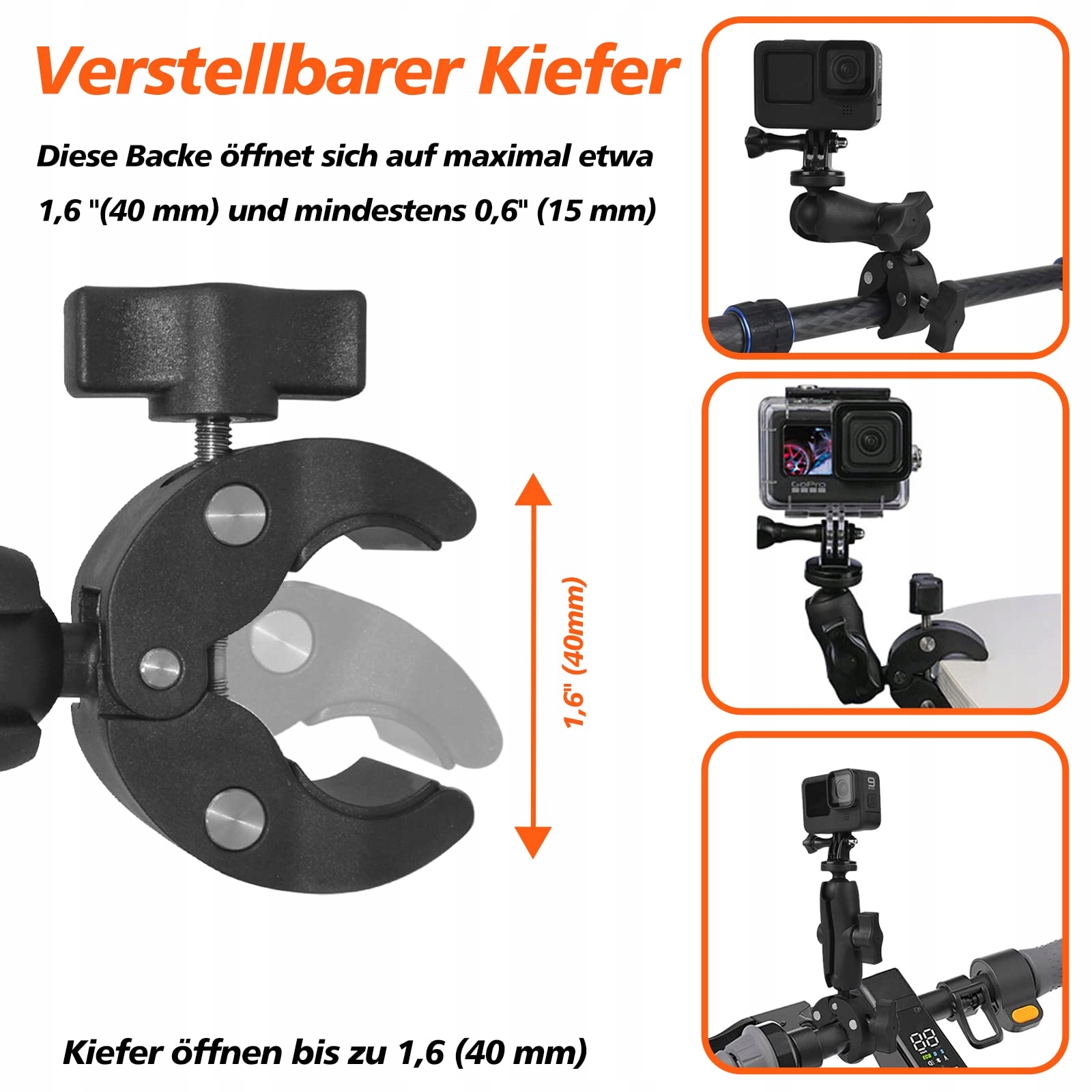 ZAKVOP Uchwyt Do Kamery Akcji Na Motocykl Rower 360° Do GoPro DJI Insta360 — miniatura 5
