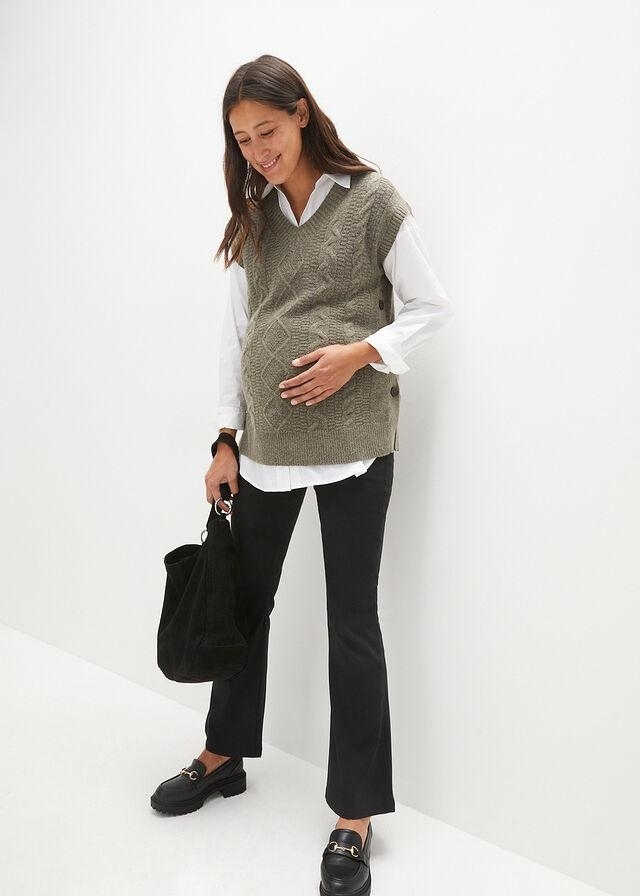 Bonprix 36 SWETER CIĄŻOWY WZÓR W WARKOCZE Rękaw bez rękawów