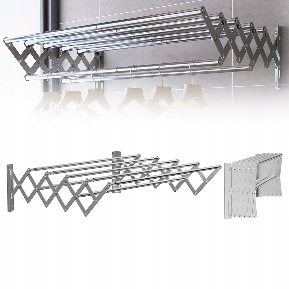 Levně Sušák Na Prádlo Harmoniková Skládací Nástěnná 80 CM Koupelnová