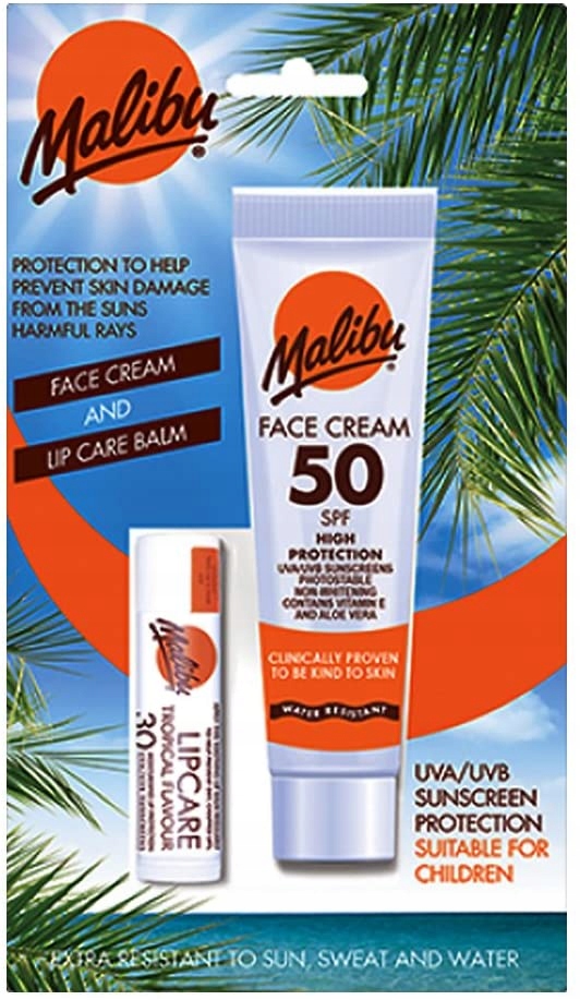 Malibu Krem Do Twarzy SPF50 Pomadka SPF30 Zestaw