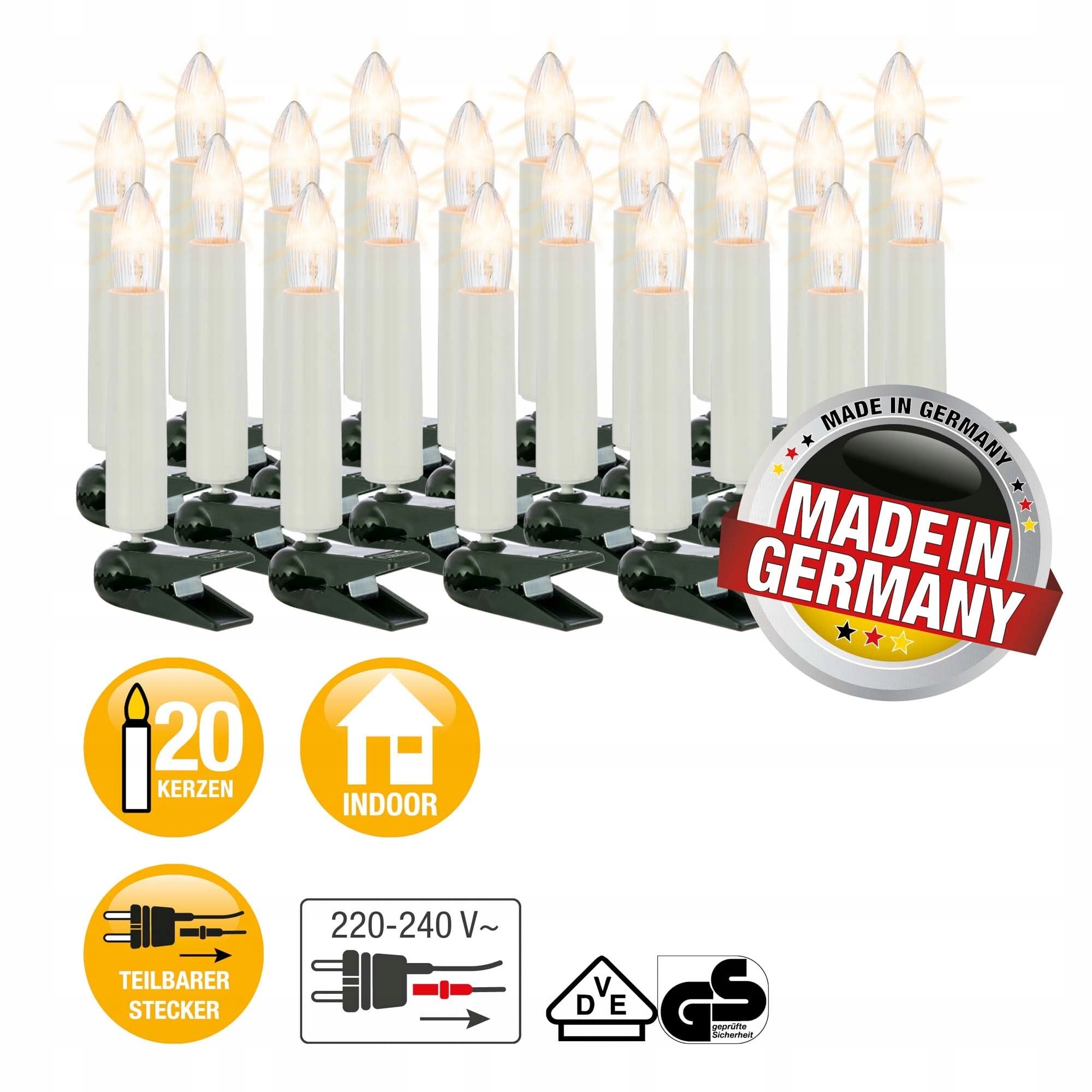 Hellum Świeczki Na Choinkę Z Klipsem Lampki Świąteczne 20 Świec LED — miniatura 3