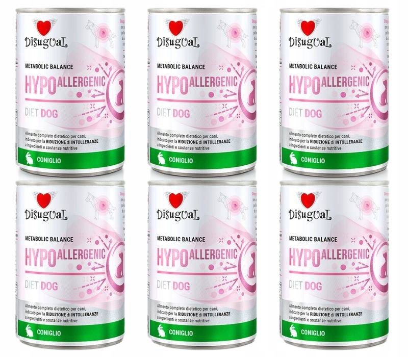 Levně Disugual Krmivo Psi Mokrá Veterinární dieta Hypoalergenní králík 6 x 400 g