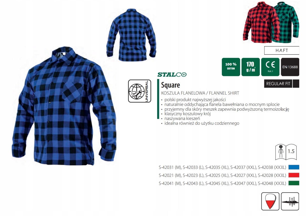 STALCO KOSZULA FLANELOWA NIEBIESKA L S-42033 Rozmiar L