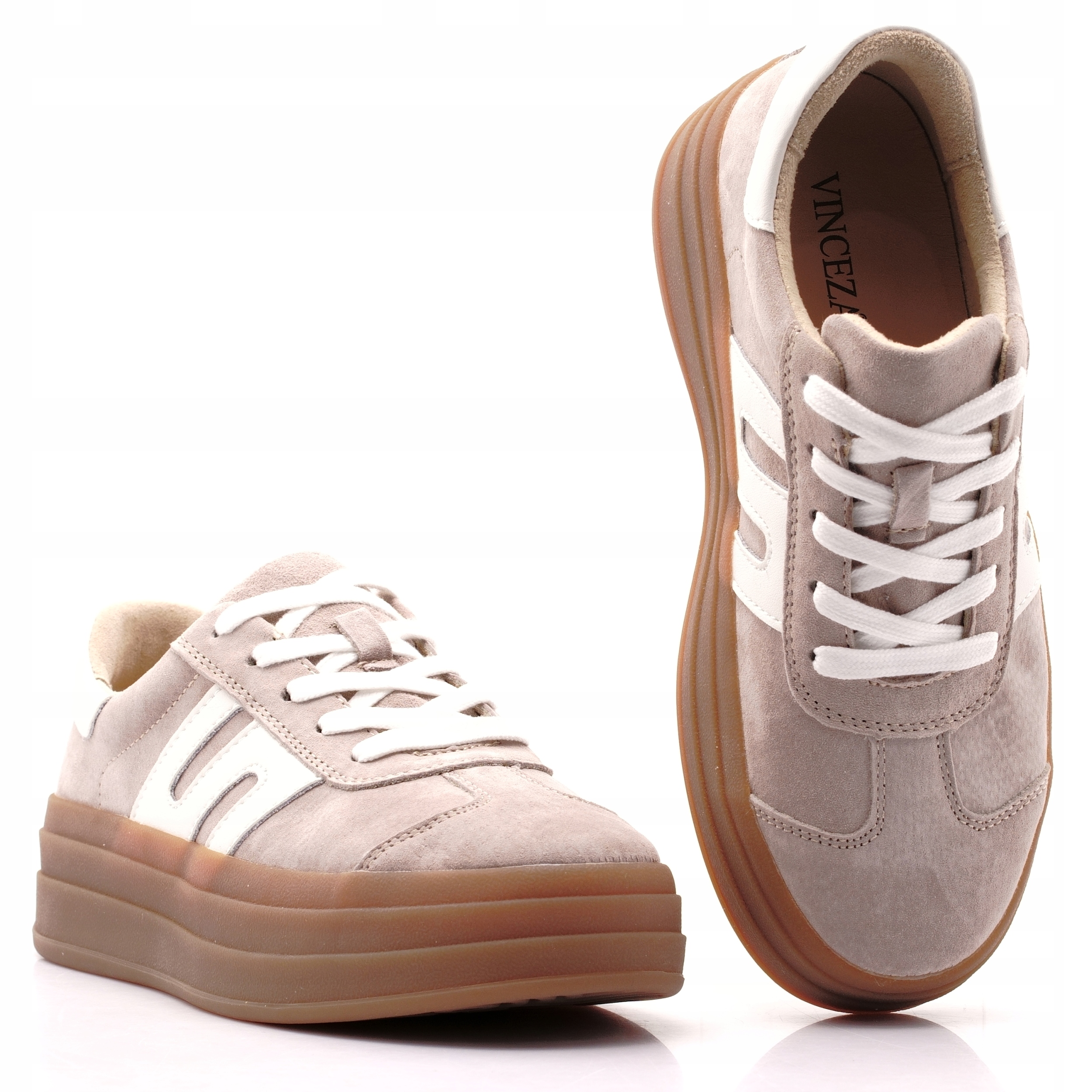 Vinceza Buty Sportowe Sneakersy Damskie Skórzane Na Platformie 79589 37