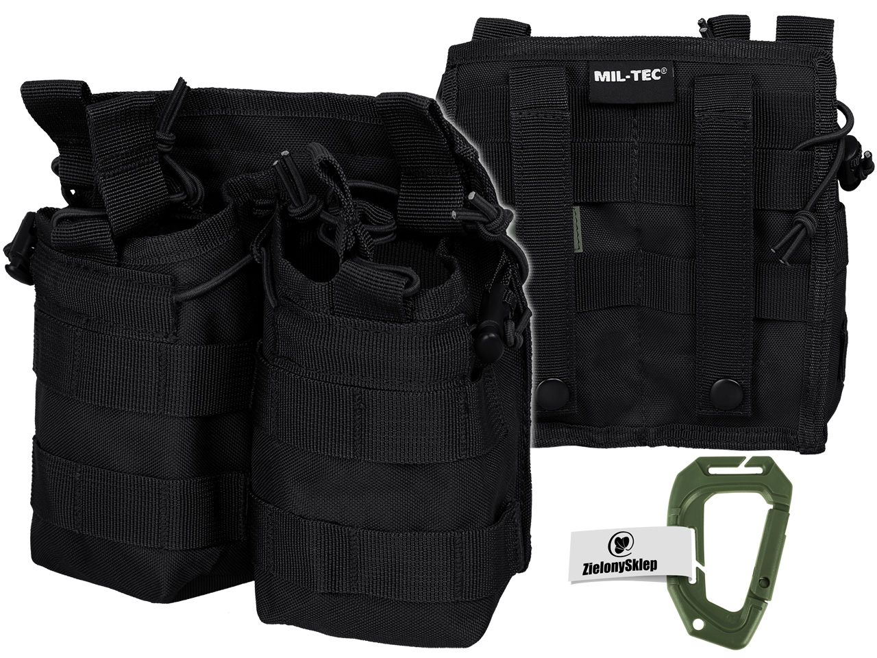 Ładownica na 4 magazynki karabinowe AK-47 M16 Mil-Tec otwarta czarna +gr.