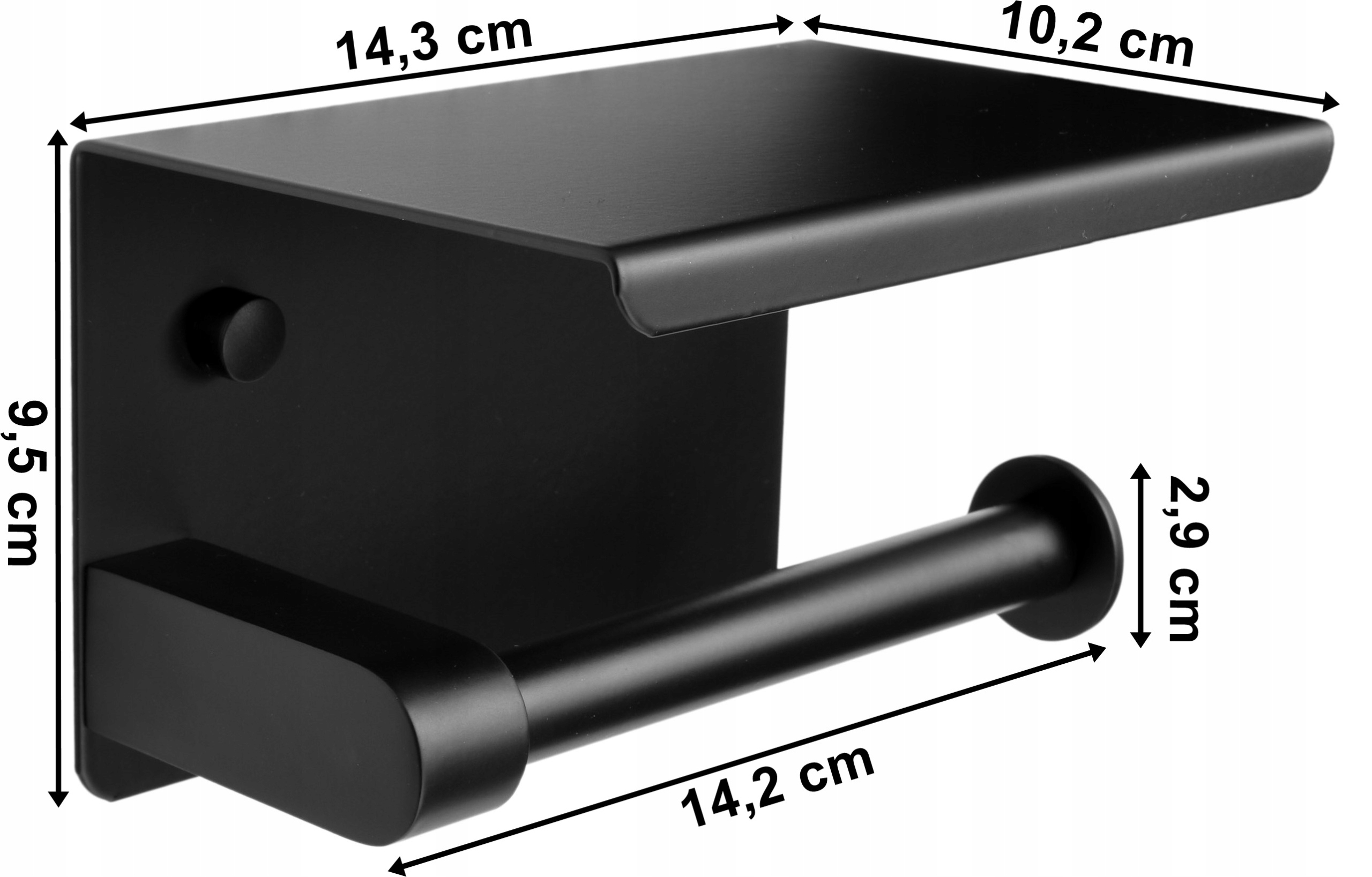 UCHWYT NA PAPIER TOALETOWY Z PÓŁKĄ NA TELEFON CZARNY LOFTOWY ŁAZIENKOWY Marka Gockowiak