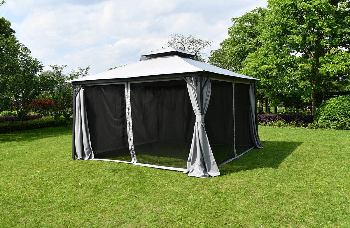 PAWILON OGRODOWY namiot ALTANA z ZASŁONAMI VANCOUVER 4x4m MOSKITIERA Długość 4 m