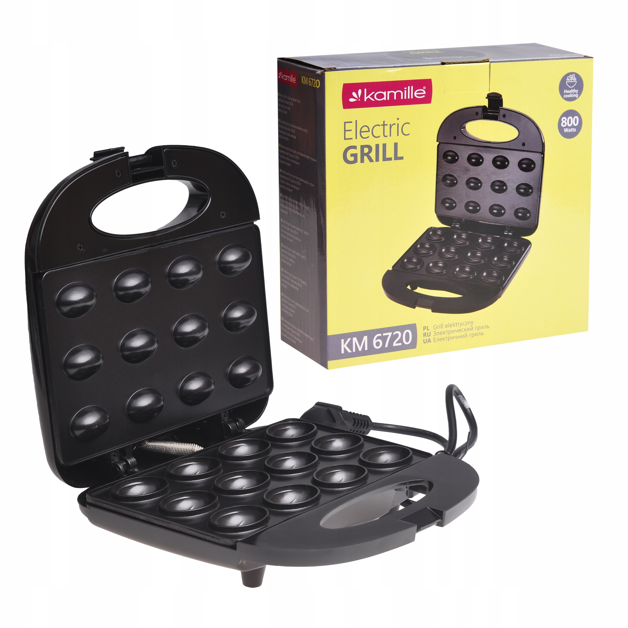 OPIEKACZ GRILL ELEKTRYCZNY MOCNY 800W NIEPRZYWIERAJĄCY ORZECHY CIASTECZKA Moc 800 W