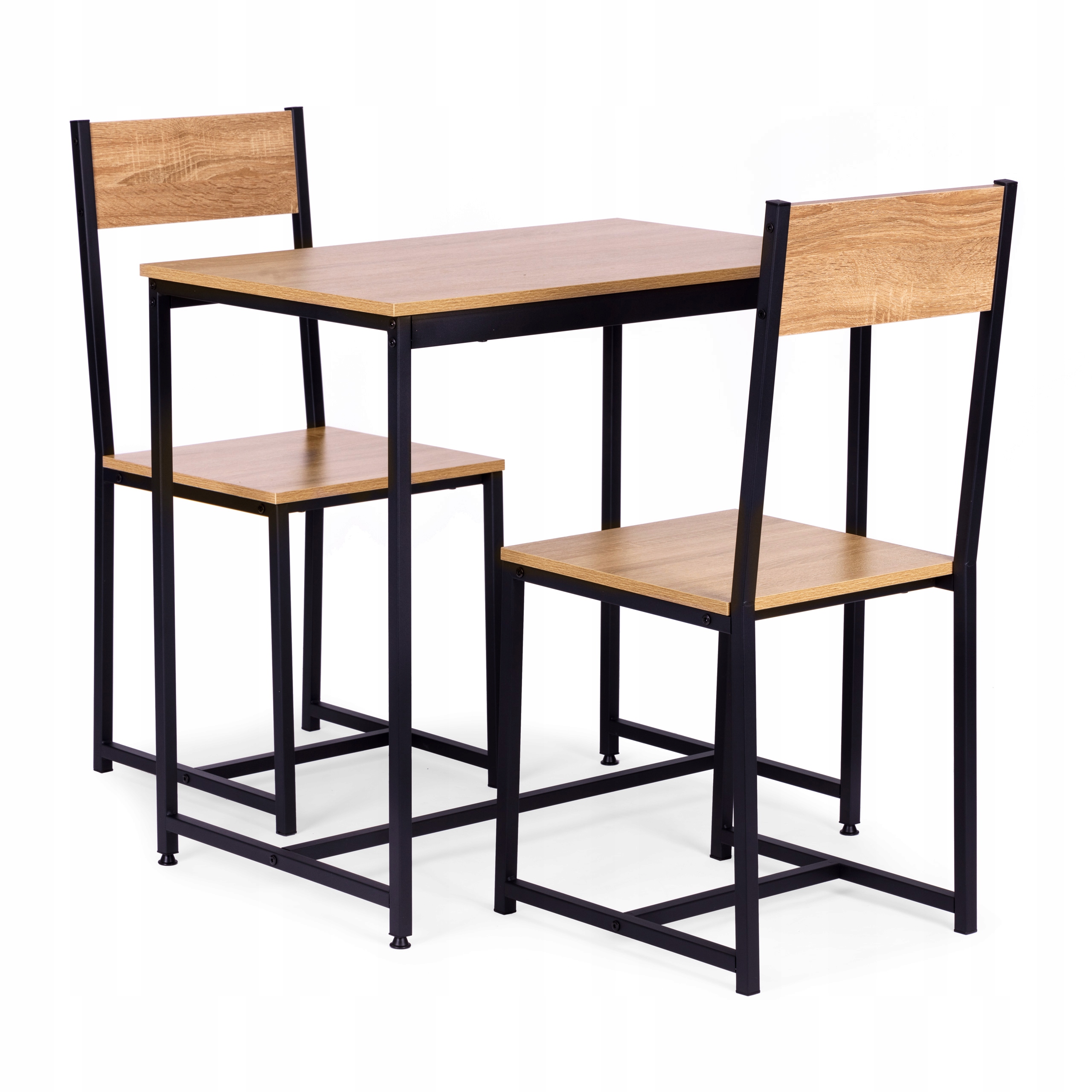 ModernHome Jedálenský set stôl 2 stoličky, Mdf oceľ, svetlé drevo