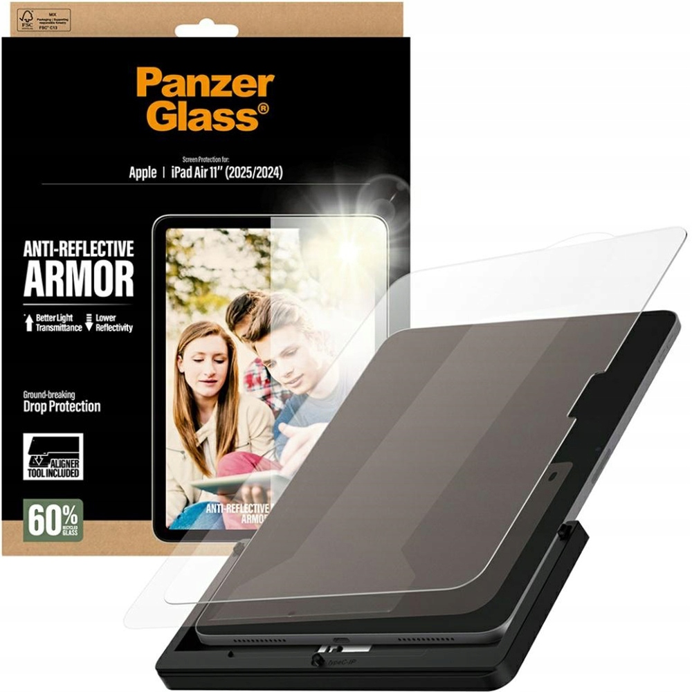 Tvrzené sklo PanzerGlass pro iPad Air 11" M3 M2 s aplikátorem, ochranné