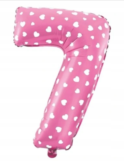 

Balon foliowy cyfra 7 różowa w serca 40cm urodziny