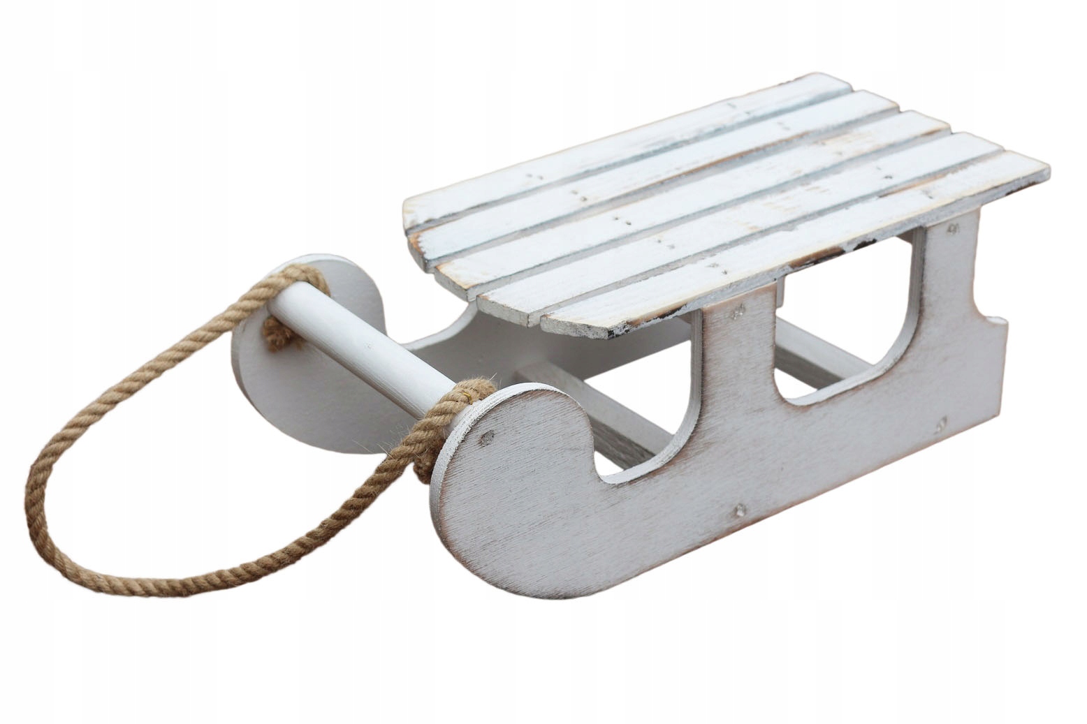 

Sanki drewniane Białe stroik 35cm Duże nr3