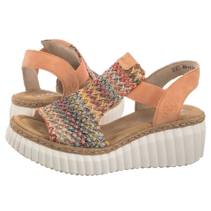 Dámské sandály na platformě Rieker Oranžové 69172-92 Multicolor
