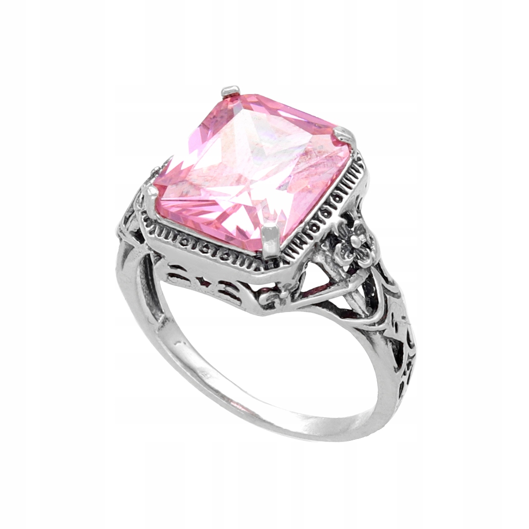 Prstýnek s růžovou zirkonií, stříbro, vel.