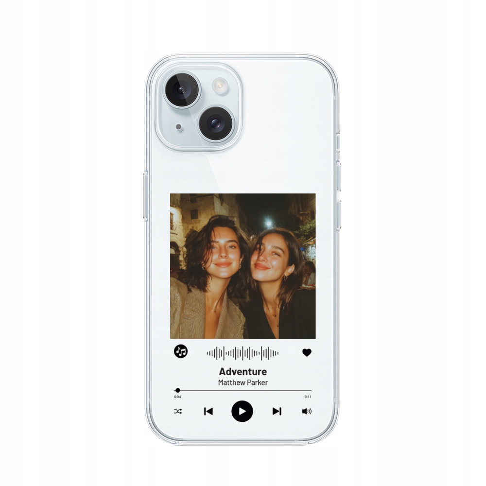 Etui do iPhone 15 personalizowane, z własnym zdjęciem i piosenką