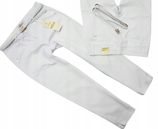 M.sara Spodnie Cygaretki 7/8 Elastyczne Białe 48 4XL