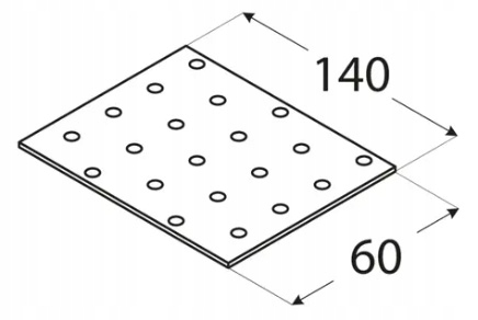 PŁYTKA PERFOROWANA PŁASKOWNIK ŁĄCZNIK CIESIELSKI BLACHA 60x140x2,0MM Materiał stal
