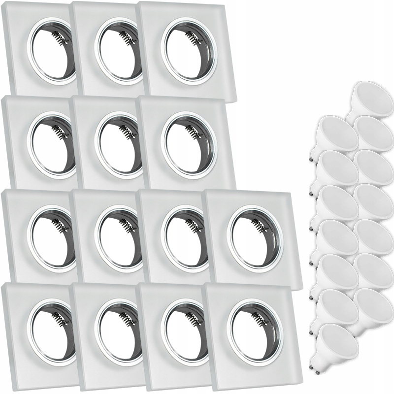 14X Skleněná Lampička Moderní Svítidlo Čtverec Silné Sklo 3W Led Žárovka