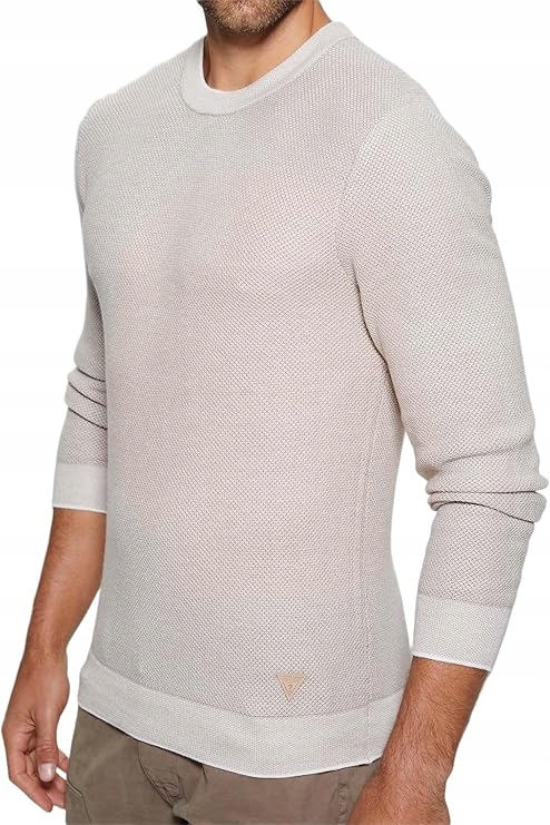 Guess Pánský Béžový Svetr S Kulatým Výstřihem Casual Velikost XL