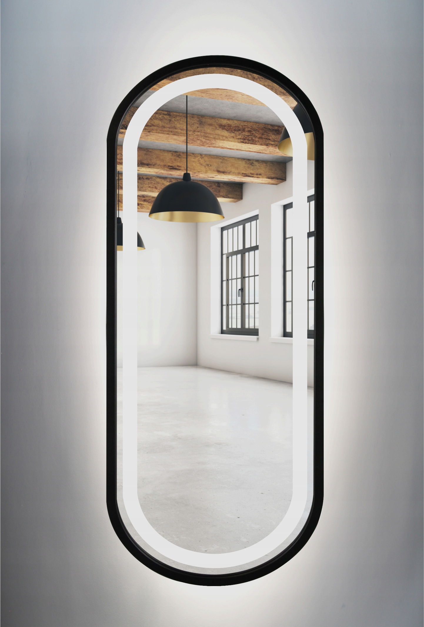 LUSTRO OWALNE CZARNE LED 50x115 PIASKOWANE Marka Lawabo Mebel