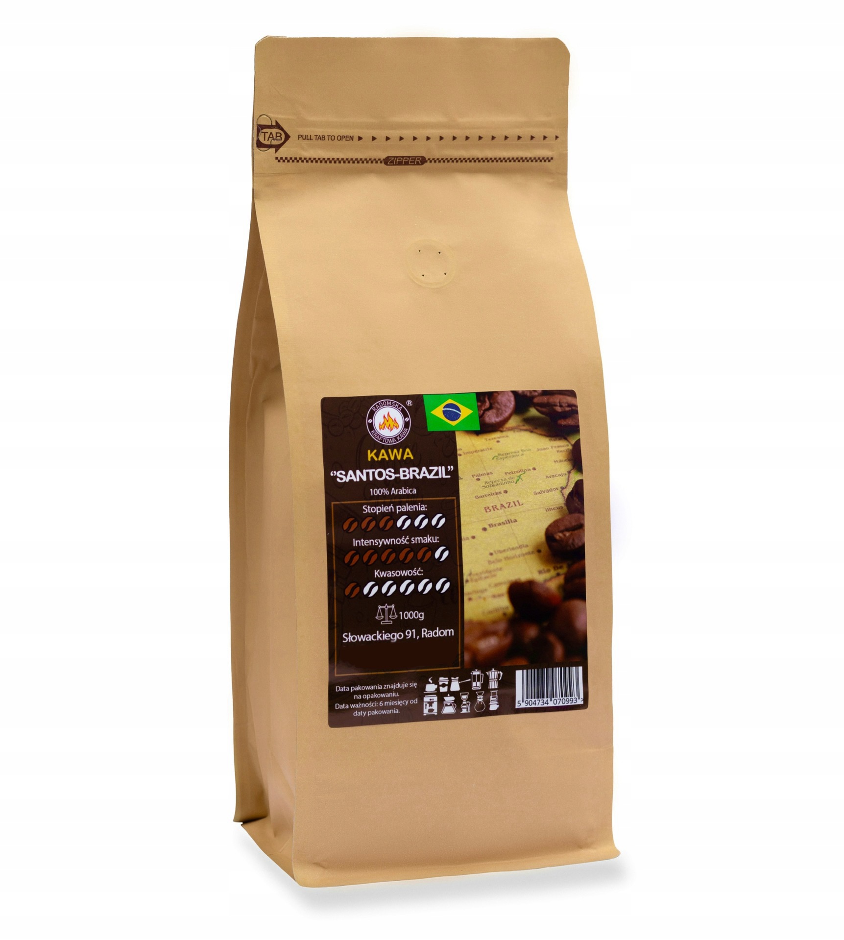 Levně Káva Santos Brazil Good Cup 1000 g Arabica 100% brazilská Káva káva