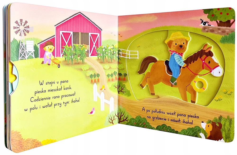 KSIĄŻECZKA KSIĄŻKA SENSORYCZNA ZAGRODA ZWIERZĘTA NA WSI RUCHOME ELEMNETY Marka inna