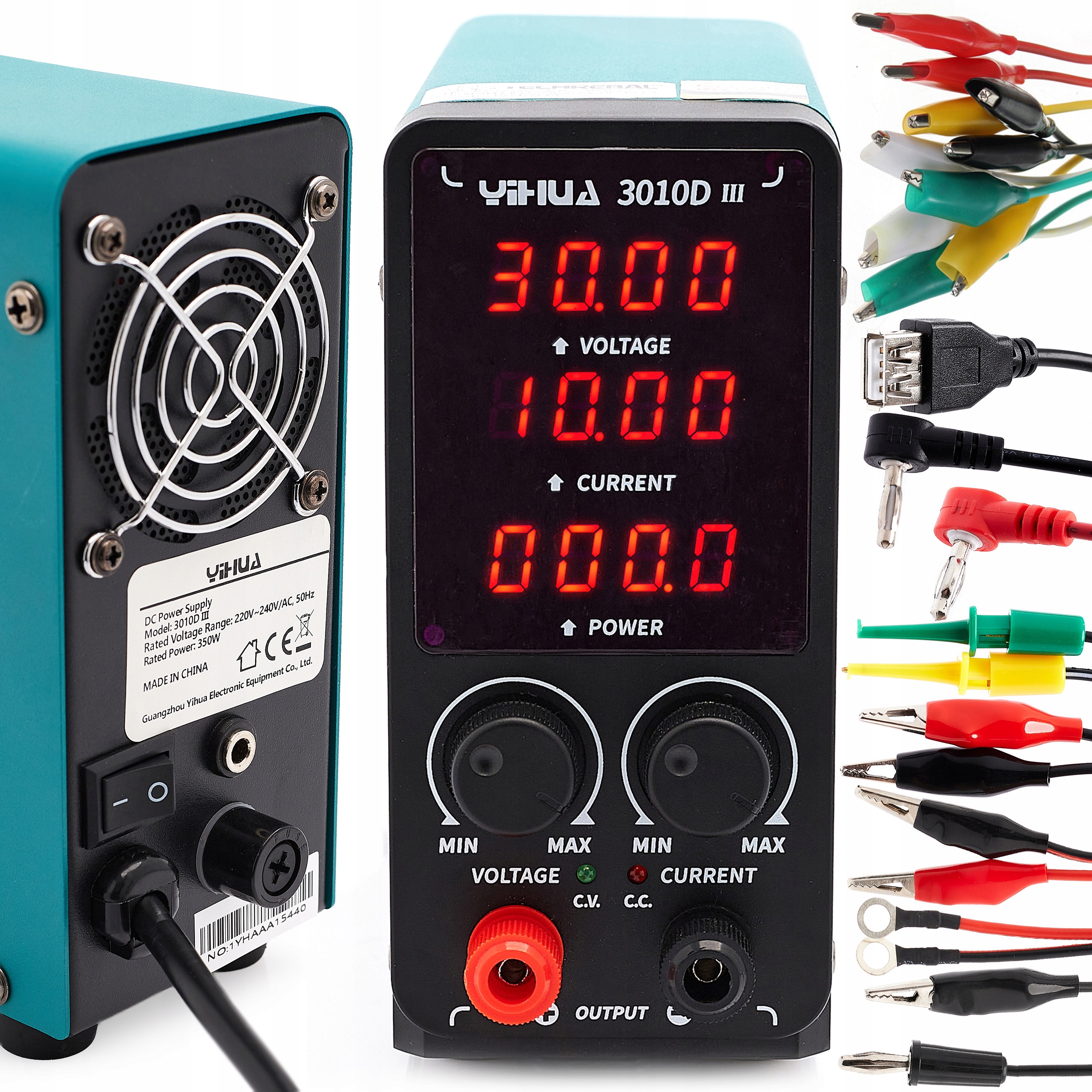 Laboratorní Napájecí Zdroj Yihua 3010D-III Krokosvorky Měřící Kabely Banán