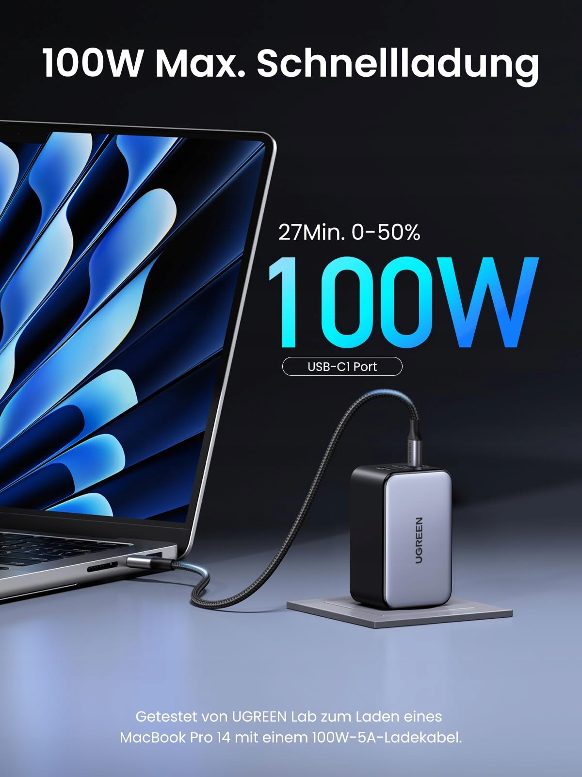 UGREEN Nexode X ładowarka USB C, 100 W, mini GaN Charger, 3-portowy — miniatura 2