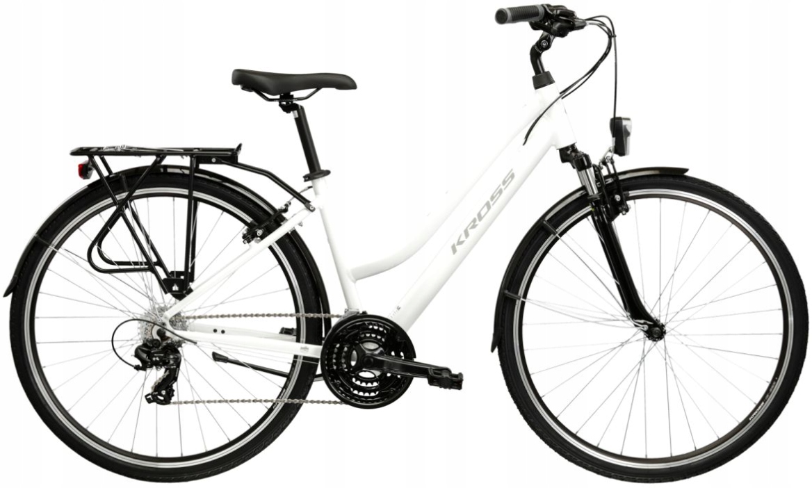 Rower trekkingowy damski Kross Trans 1.0 L(19") 28 biały/szary połysk
