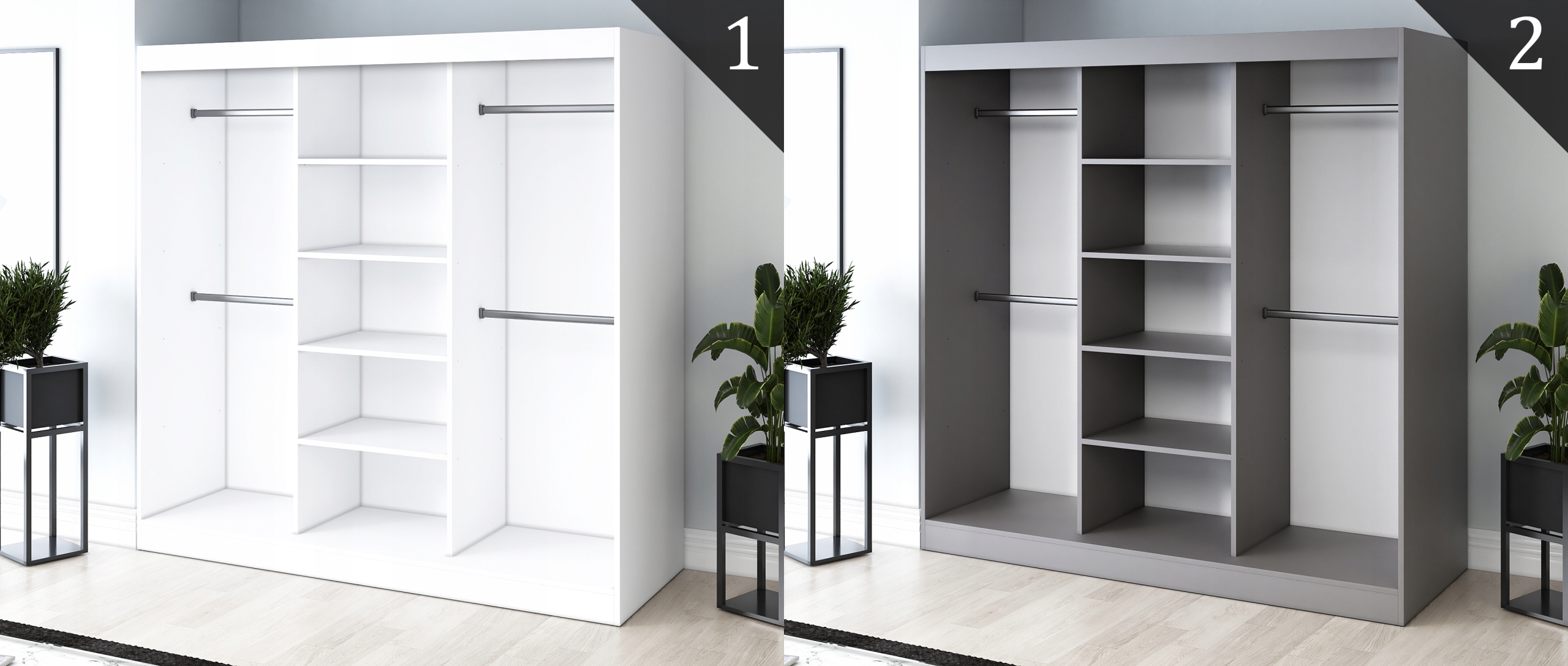 Korpus szafy 200 Regał BIAŁY MAT - RÓŻNE UKŁADY Głębokość mebla 60 cm