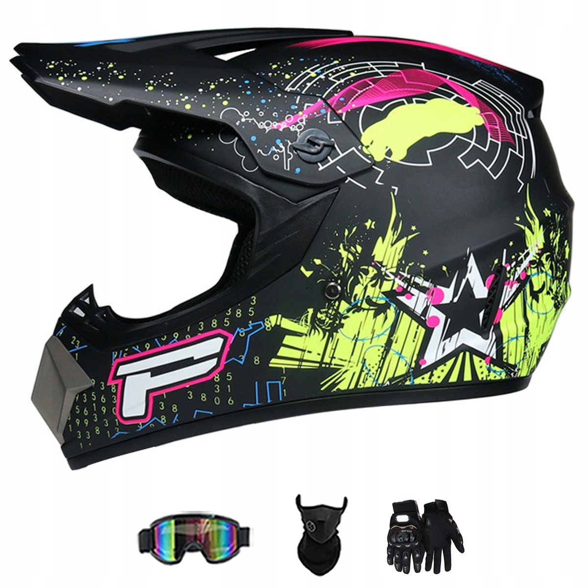 Motocyklová Přilba Crossová Lehká Enduro Quada Brýle Rukavice Maska L