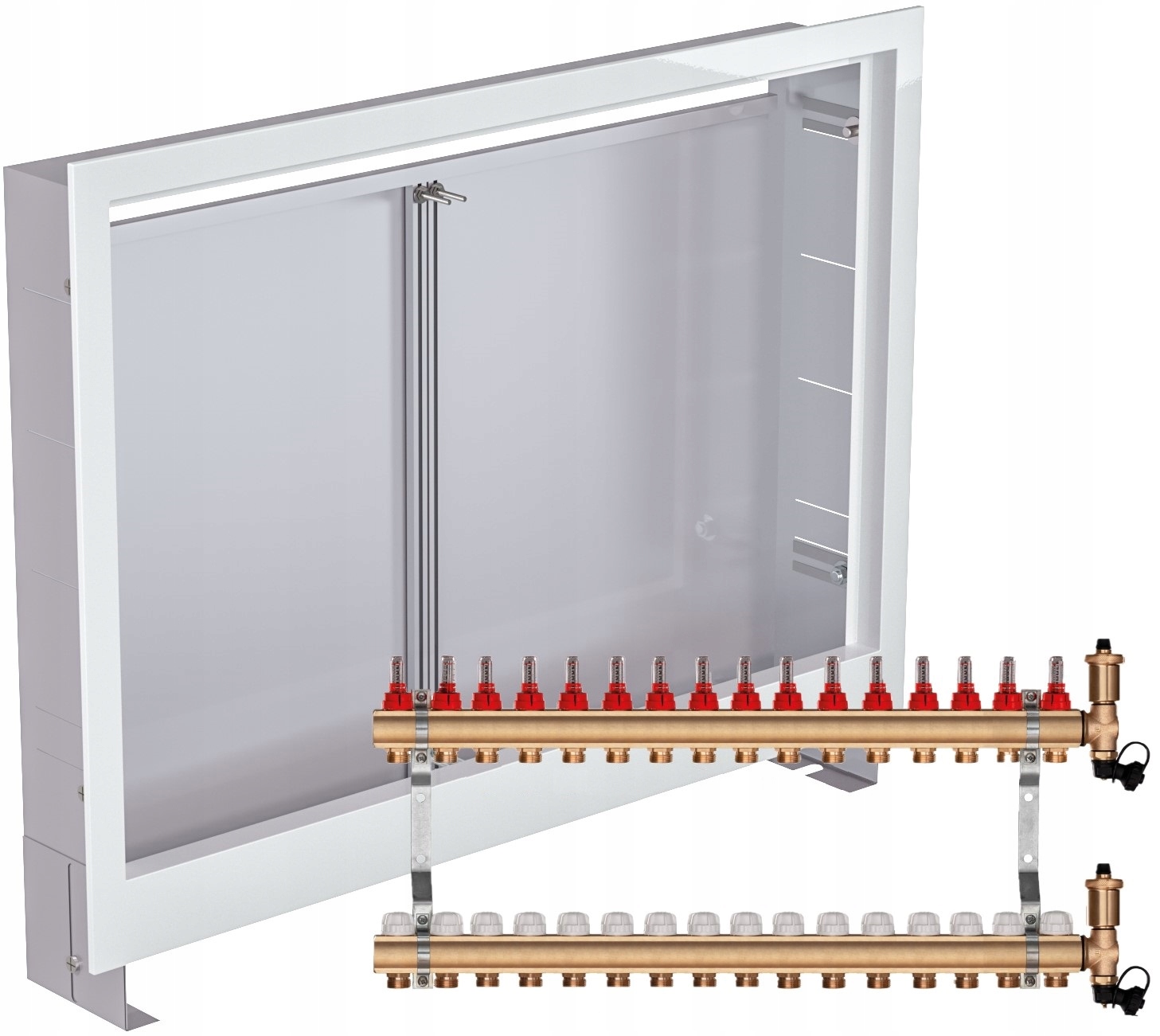 Mosazný rozdělovač pro podlahu 16 topení Podomítková Skříňka