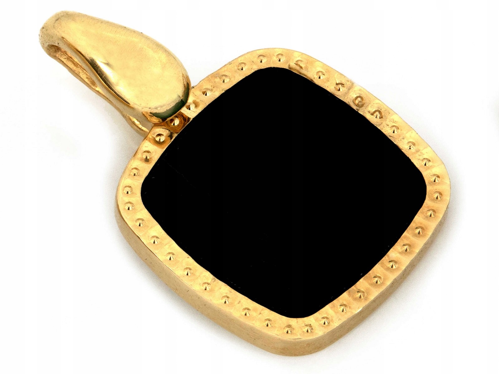 Zlatý čtvercový přívěsek s černým syntetickým kamenem 585 14k 1.25g