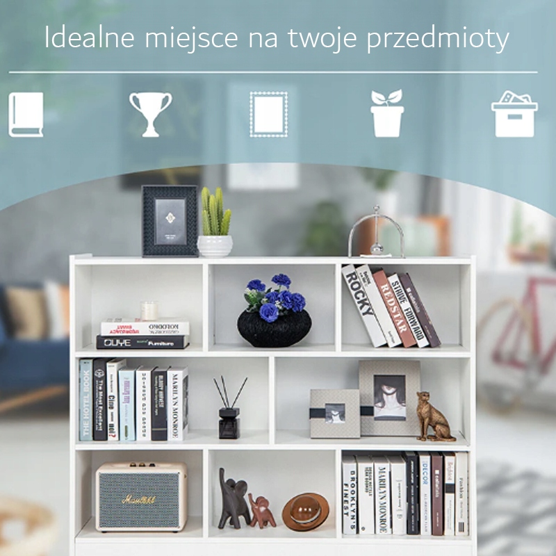 REGAŁ OTWARTY STOJĄCY NOWOCZESNY DUŻY BIAŁY PÓŁKA SZAFKA KOMODA 8 PÓŁEK Marka inna