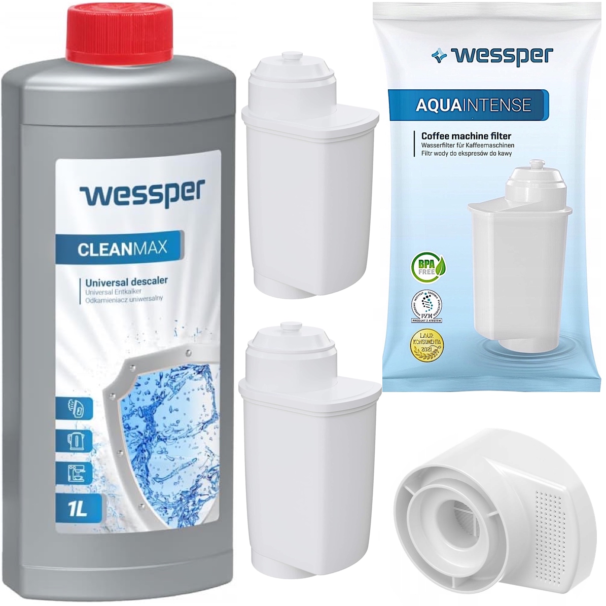 Levně 2x Filtr AquaIntense pro Kávovar Bosch Siemens Silný Odvápňovač 1000 ml