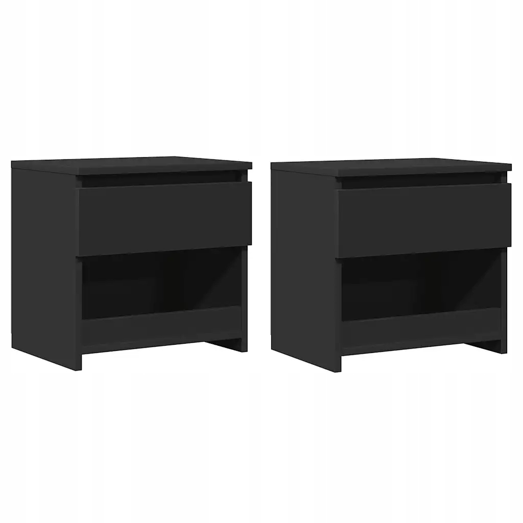 Noční stolek se zásuvkou a přihrádkou, černý, 40 x 30 x 39 cm
