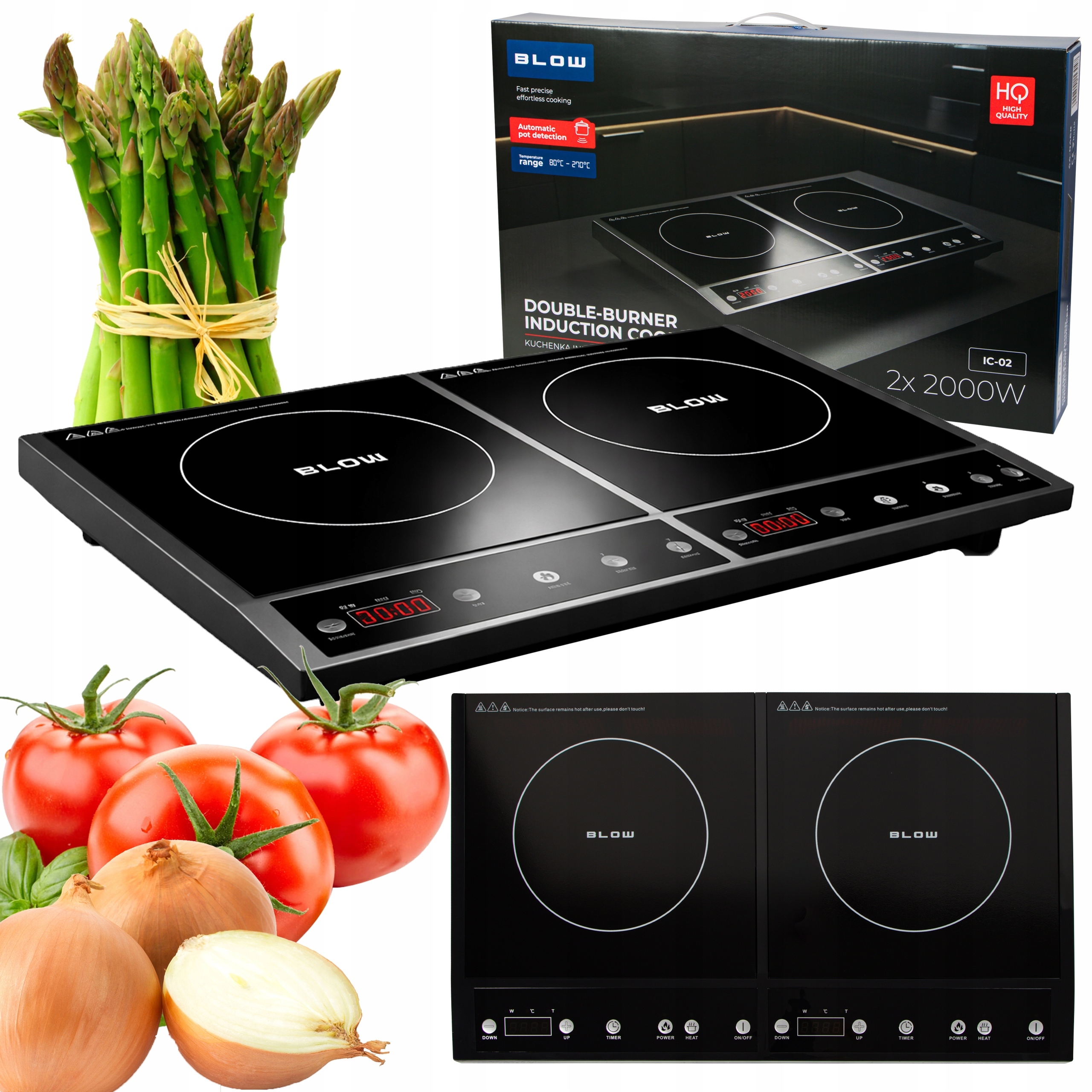 Płyta Indukcyjna Kuchenka Dwupalnikowa Przenośna Elektryczna Timer 4000W