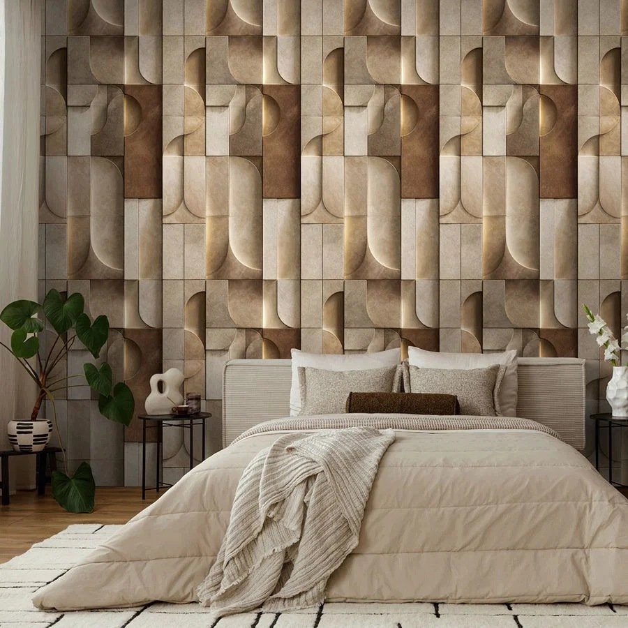 Tapeta Mural Geometrický 3D vzor 159x280 flizelina Obývací Pokoj Ložnice Kancelář