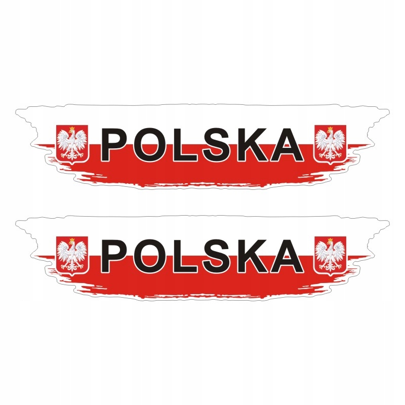 Naklejka z flagą Polska i dwoma godłami 24 cm Flaga x 2