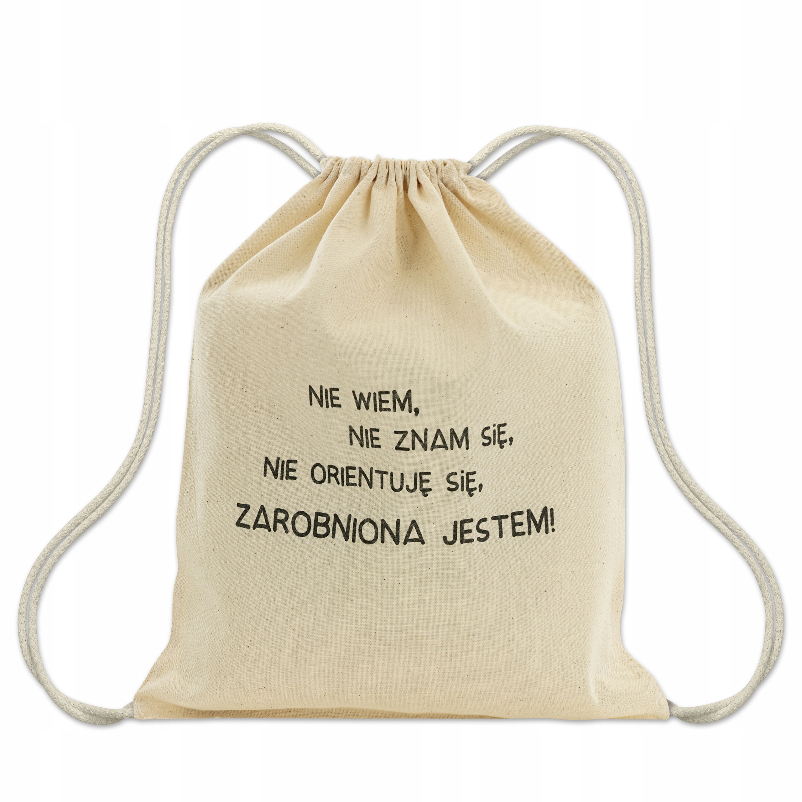

Szkolny Plecak Bawełniany Ecru Zarobiona Jestem