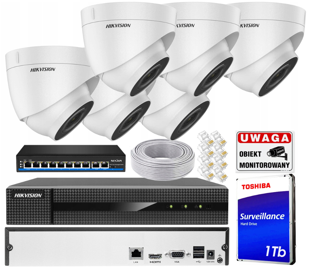 Monitorovací sada 6x Ip 4Mpx IR30 Detekce pohybu