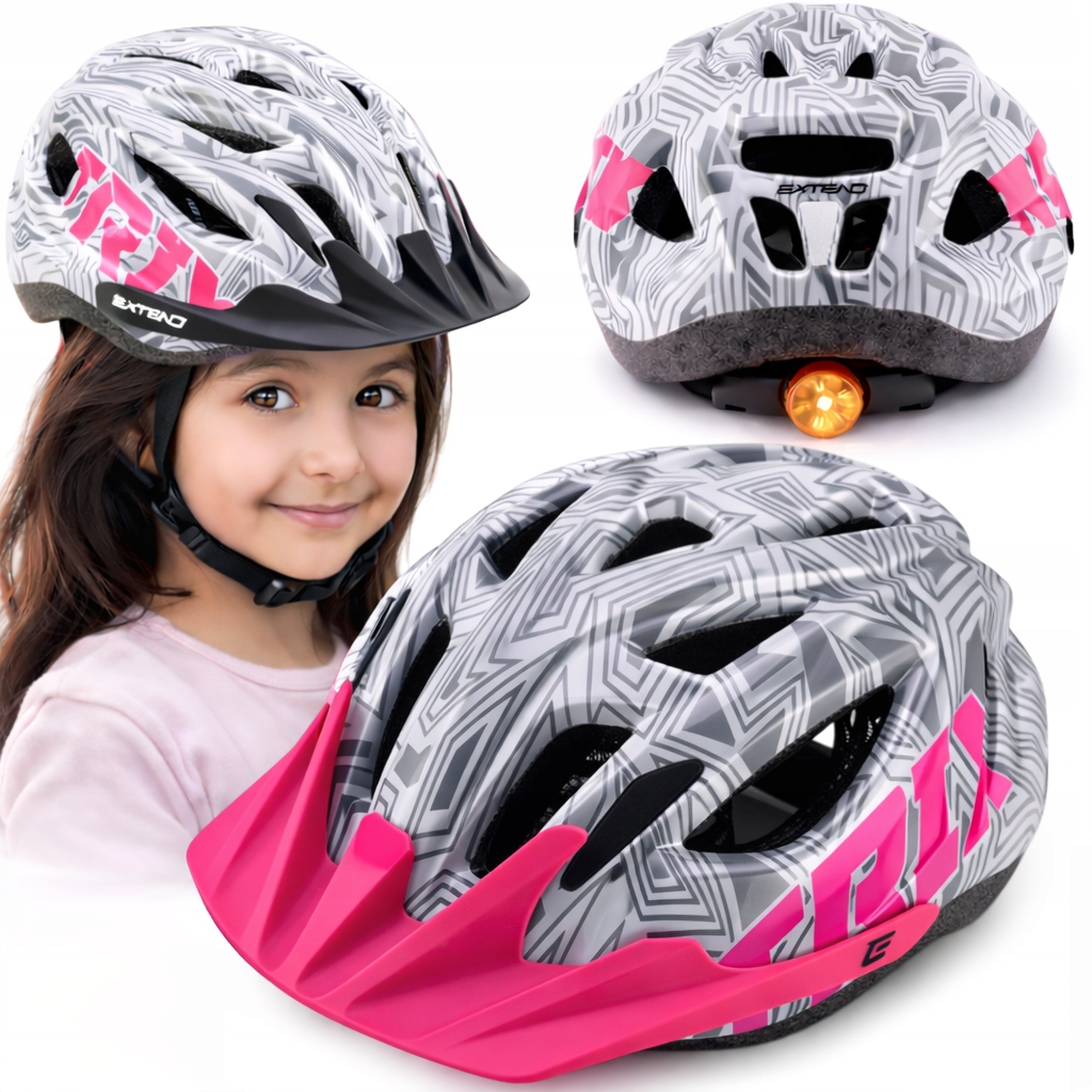 Kask Rowerowy Dziecięcy Sportowy Rozmiar Xs/s (48-52 CM) Z Tylna Lampką