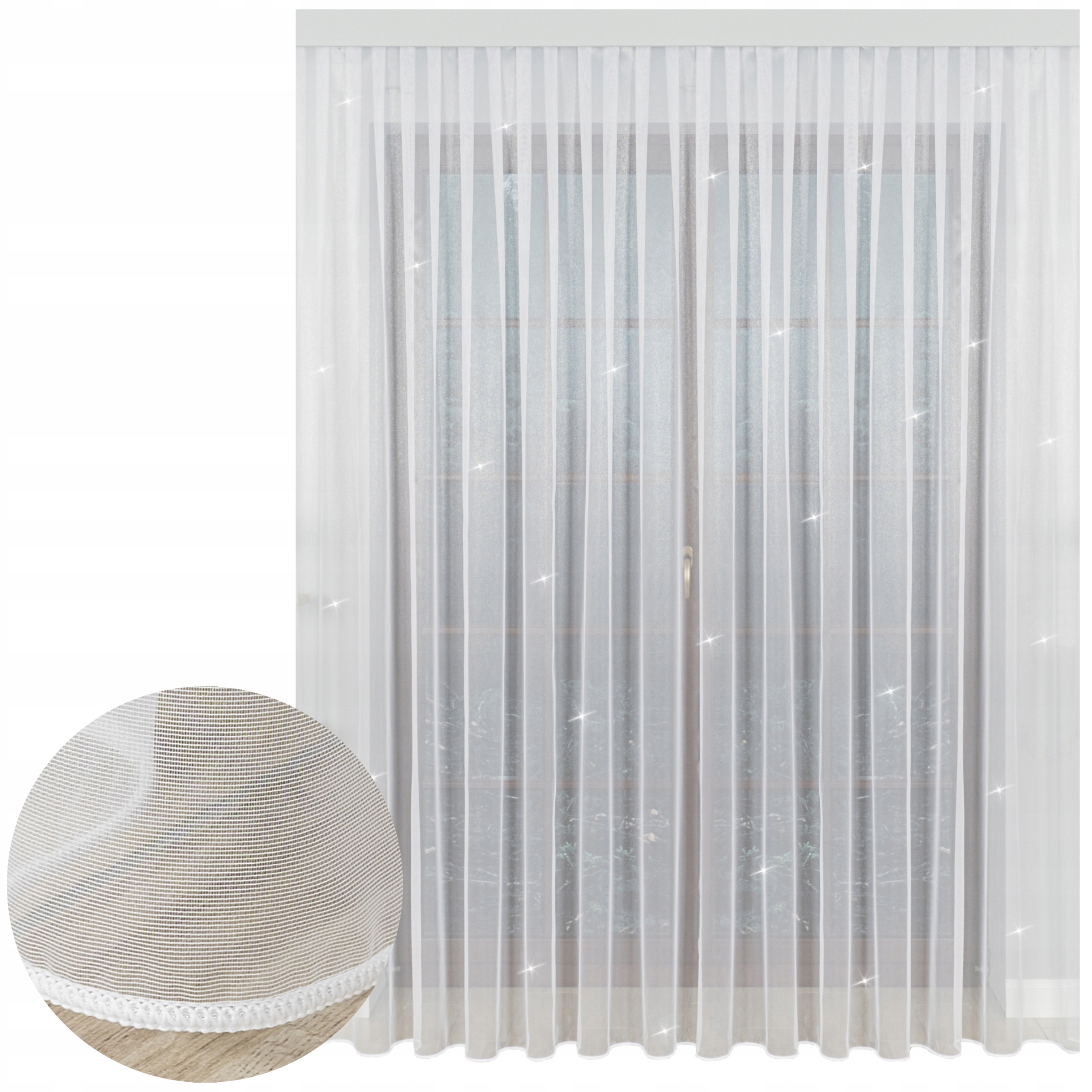 Hotová Záclona Bílá S Efektem Námrazy Markýza Olověná Závaží 700x260