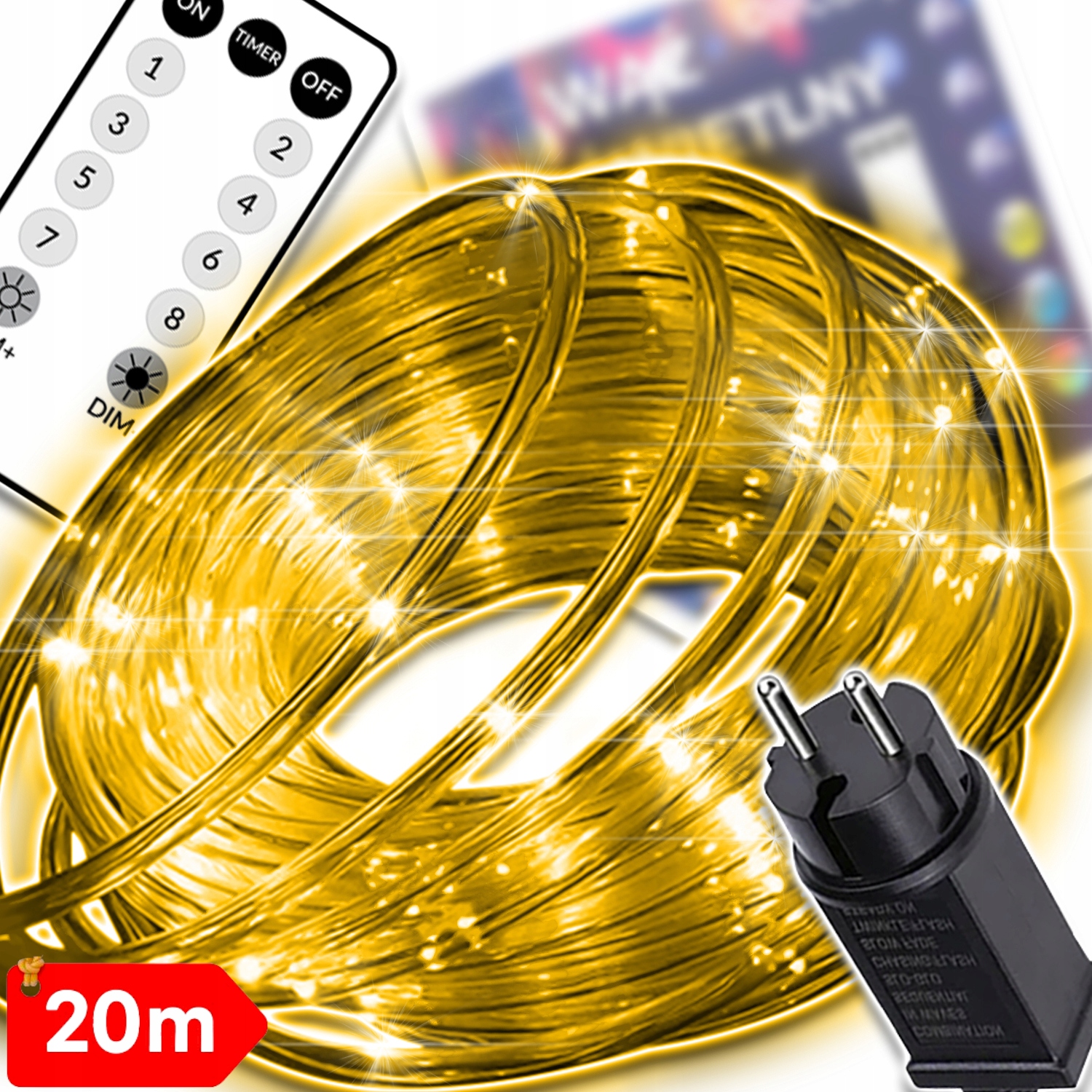 Venkovní Led Světelná Hadička S Teplým Bílým Světlem, 20 M, Voděodolná, Svítící