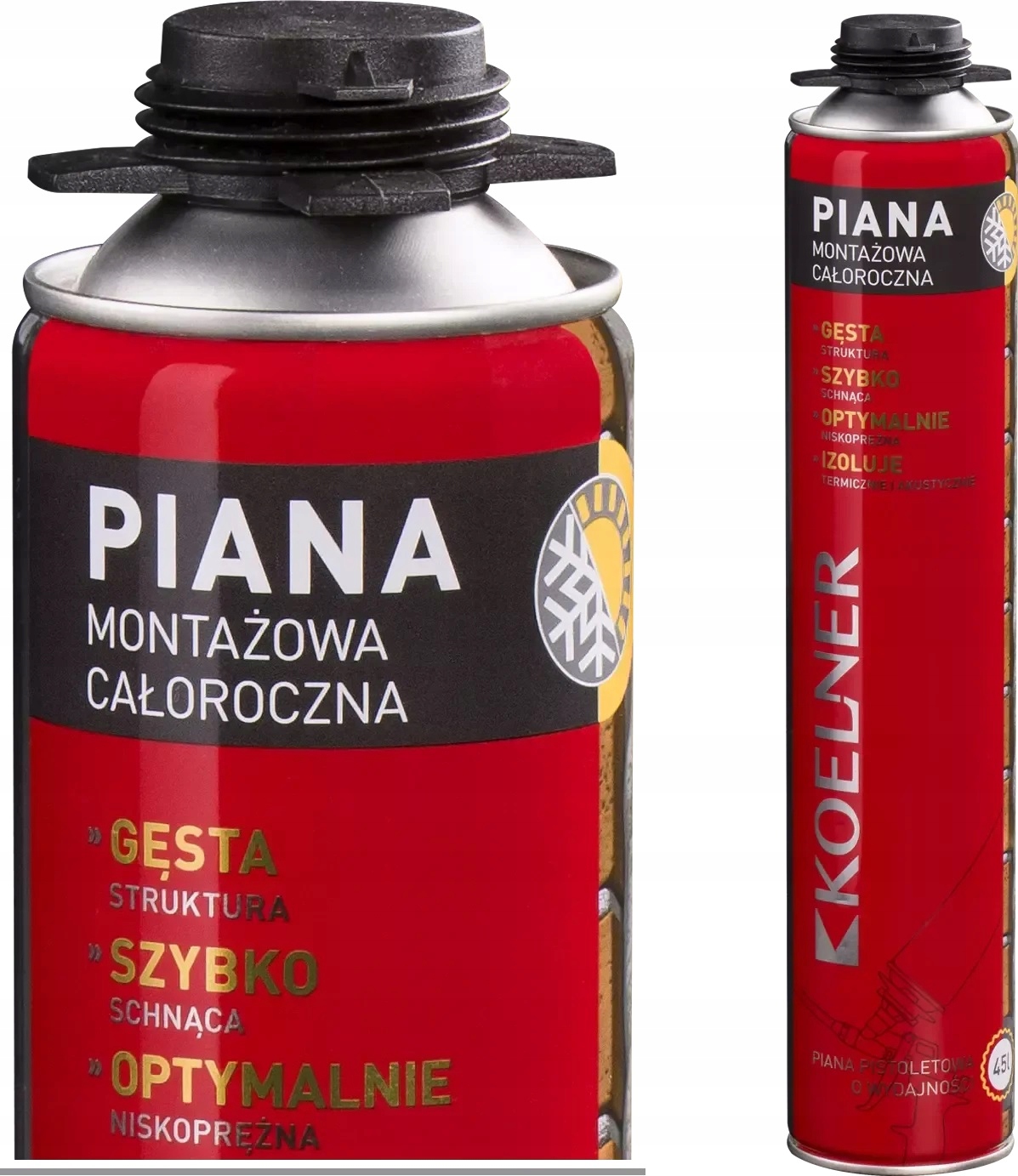 PIANKA MONTAŻOWA POLIURETANOWA PIANA PISTOLETOWA CAŁOROCZNA 750ML KOELNER