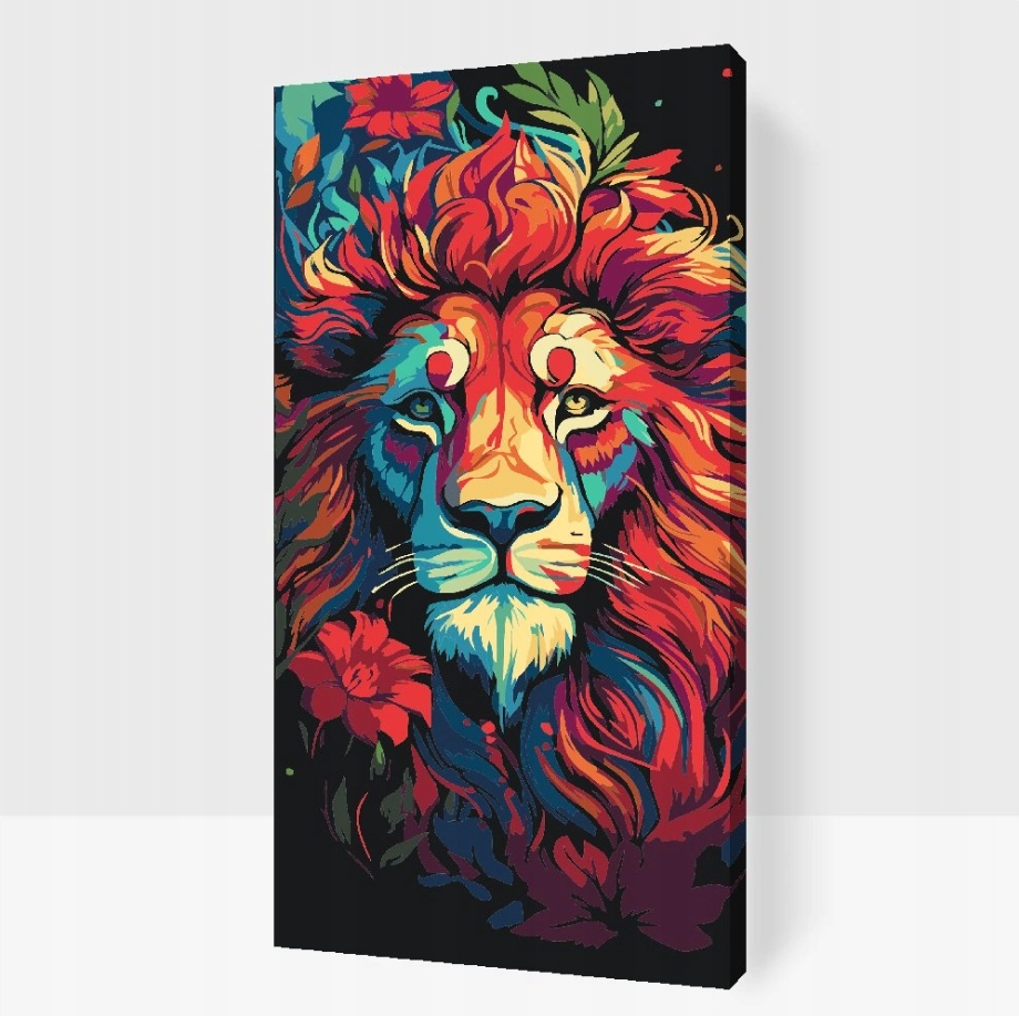 Malování Podle Čísel Lev Portrét Květiny Zvířata Příroda Velký 40x80 cm